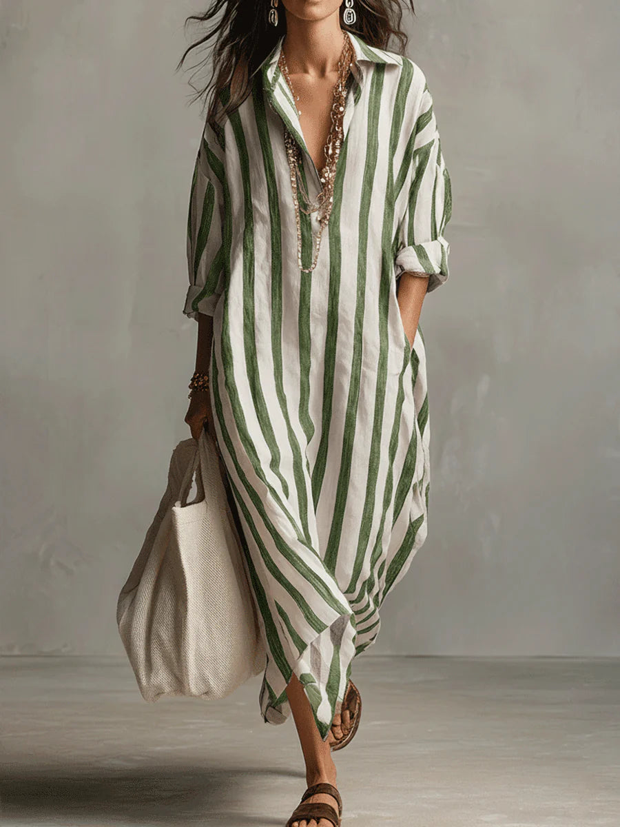 Elisa | Robe en lin à rayures