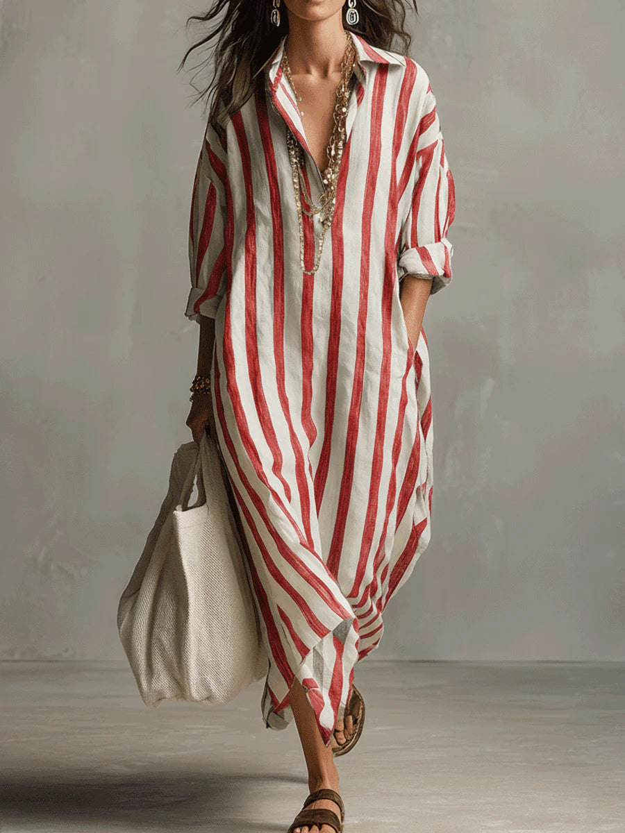 Elisa | Robe en lin à rayures