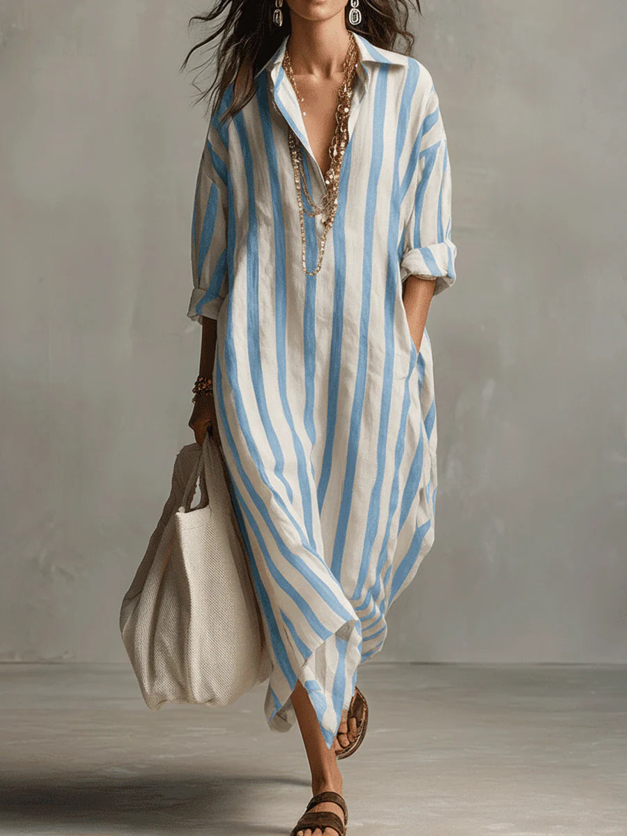 Elisa | Robe en lin à rayures