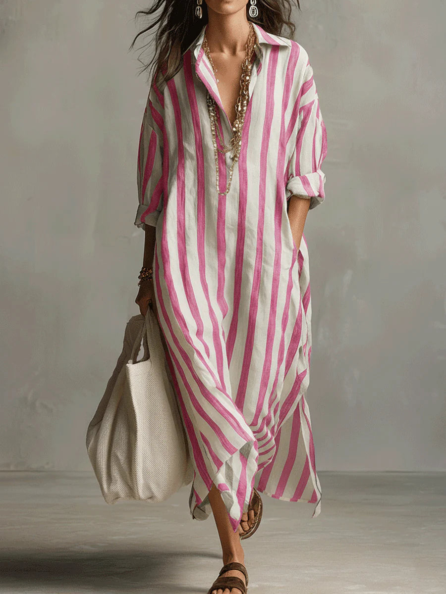 Elisa | Robe en lin à rayures