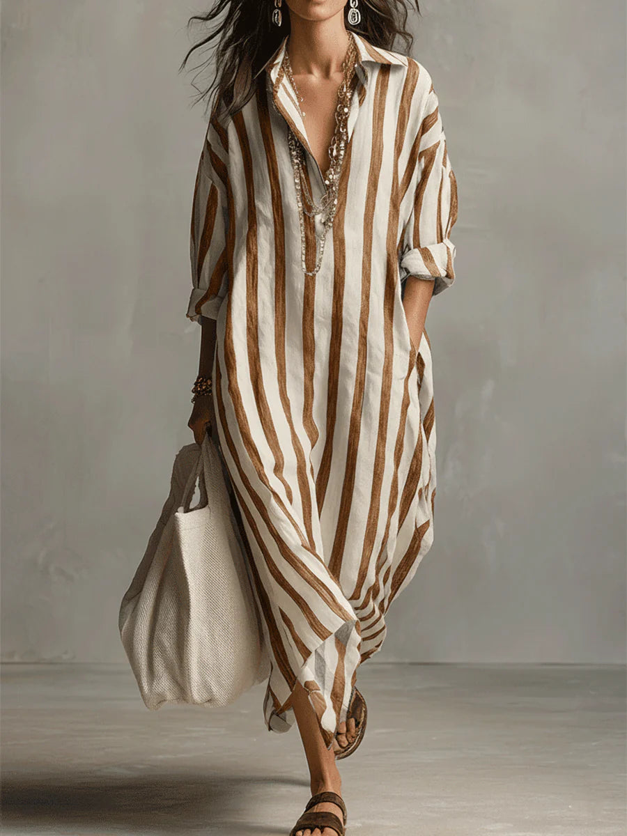 Elisa | Robe en lin à rayures