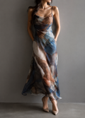 Claire | Robe rétro à motifs aquarelle