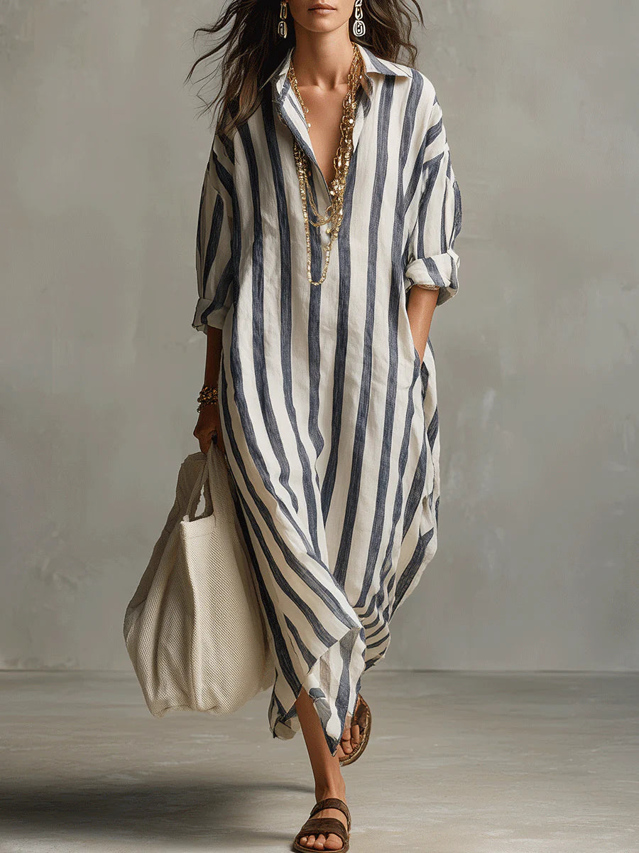 Elisa | Robe en lin à rayures